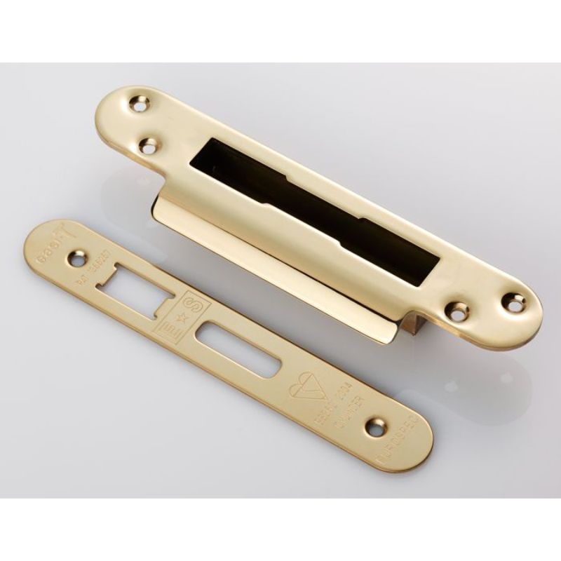 Carlisle Brass Easi T Forend Strikes & Fixing Pack To Suit BS Cylinder Sashlock-PVD-Radius Forend