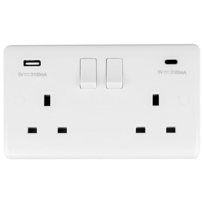 Carlisle Brass Enhance White Plastic 2 Gang USB C Socket