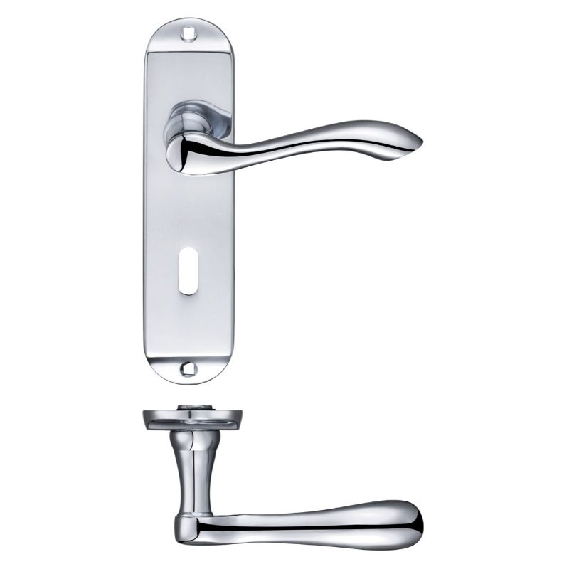 Arundel Lever Lock (57mm c/c) Furniture - Short Plate 175 x 42mm-Polished Chrome