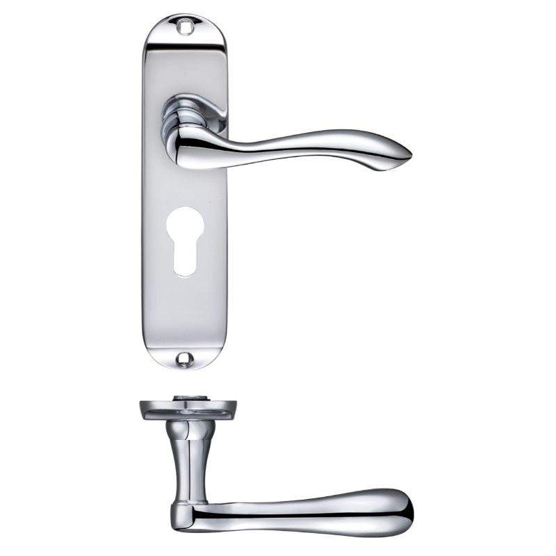 Arundel Lever Euro Lock (47.5mm) Furniture - Short Plate 175 x 42mm-Polished Chrome