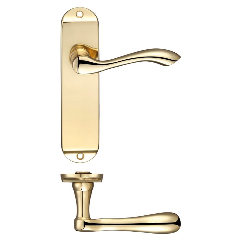 Arundel Lever Latch Furniture - Short Plate 175 x 42mm-Polished Brass