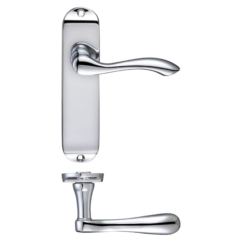 Arundel Lever Latch Furniture - Short Plate 175 x 42mm-Polished Chrome