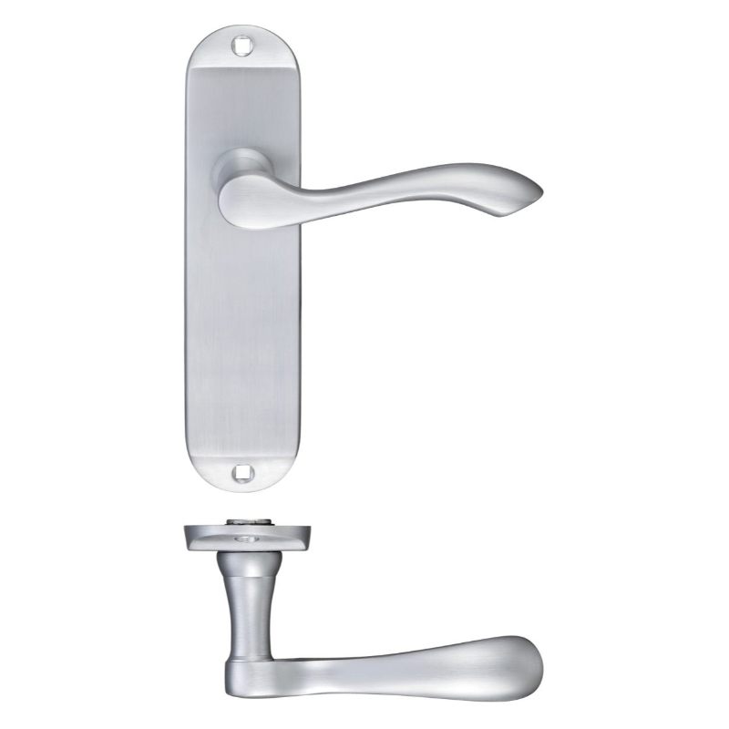 Arundel Lever Latch Furniture - Short Plate 175 x 42mm-Satin Chrome