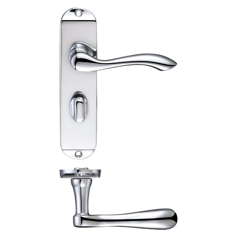 Arundel Lever Bathroom (57mm c/c) Furniture - Short Plate 175 x 42mm-Polished Chrome