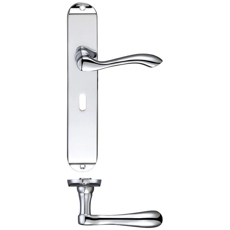 Arundel Lever Lock (57mm c/c) Furniture - Long Plate 245 x 42mm-Polished Chrome