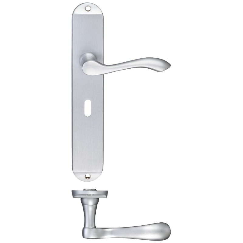 Arundel Lever Lock (57mm c/c) Furniture - Long Plate 245 x 42mm-Satin Chrome