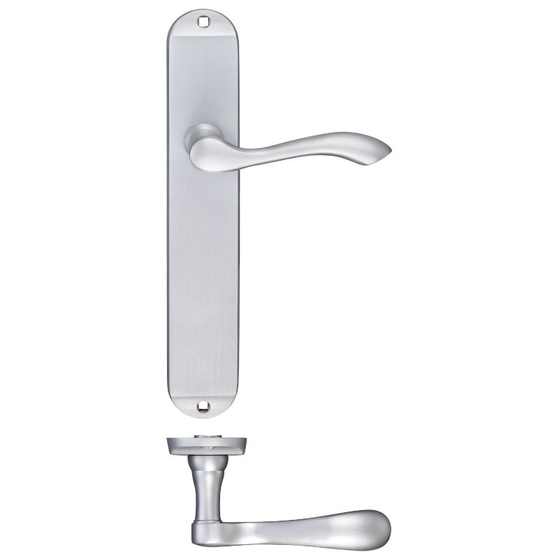 Arundel Lever Latch Furniture - Long Plate 245 x 42mm-Satin Chrome