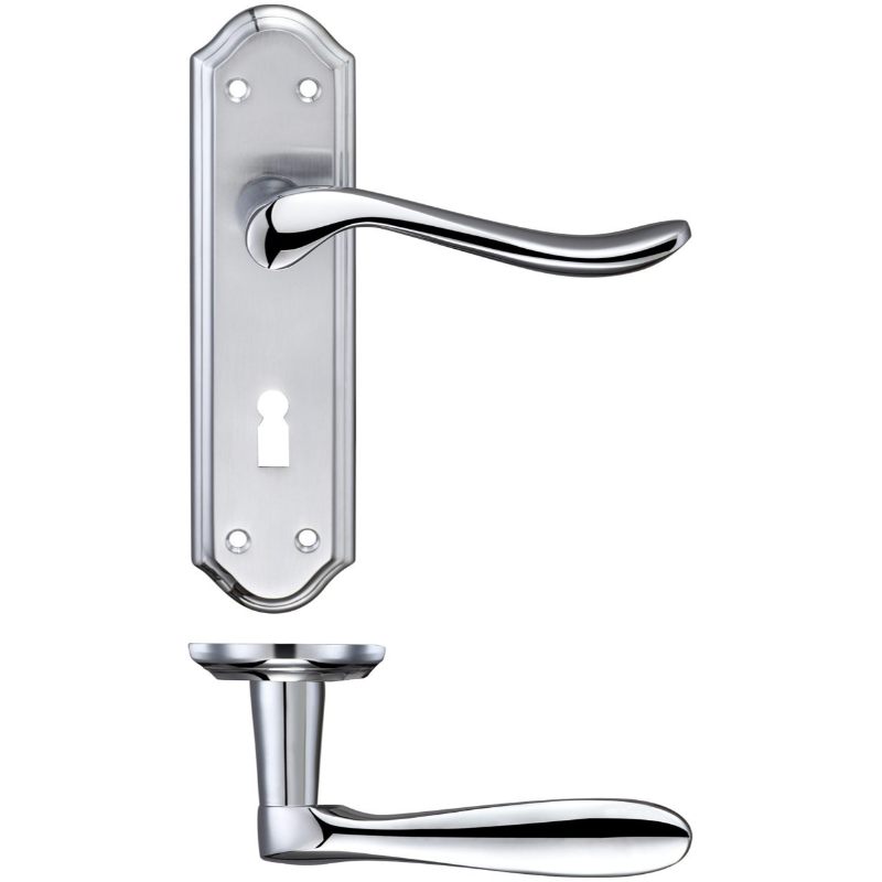 Lincoln Lever Lock (57mm c/c) Furniture 180 x 48mm-Satin Chrome / Polished Chrome