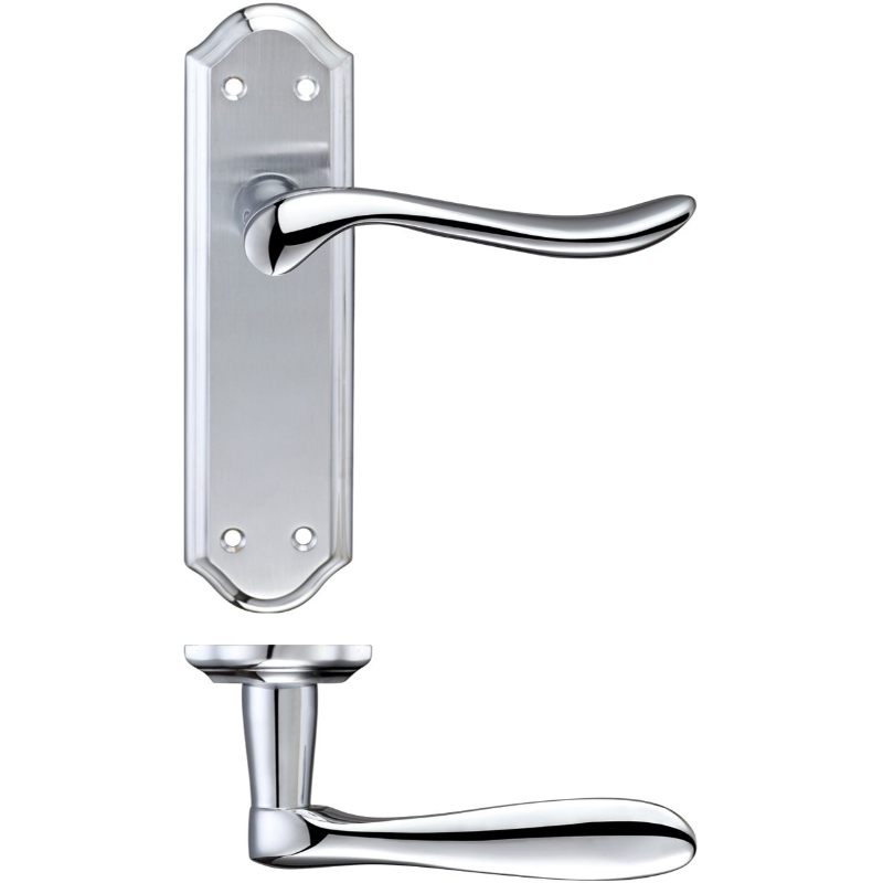 Lincoln Lever Latch Furniture 180 x 48mm-Satin Chrome / Polished Chrome