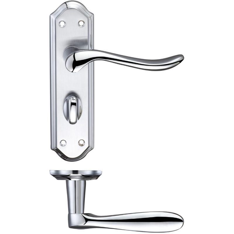 Lincoln Lever Bathroom (57mm c/c) Furniture 180 x 48mm-Satin Chrome / Polished Chrome