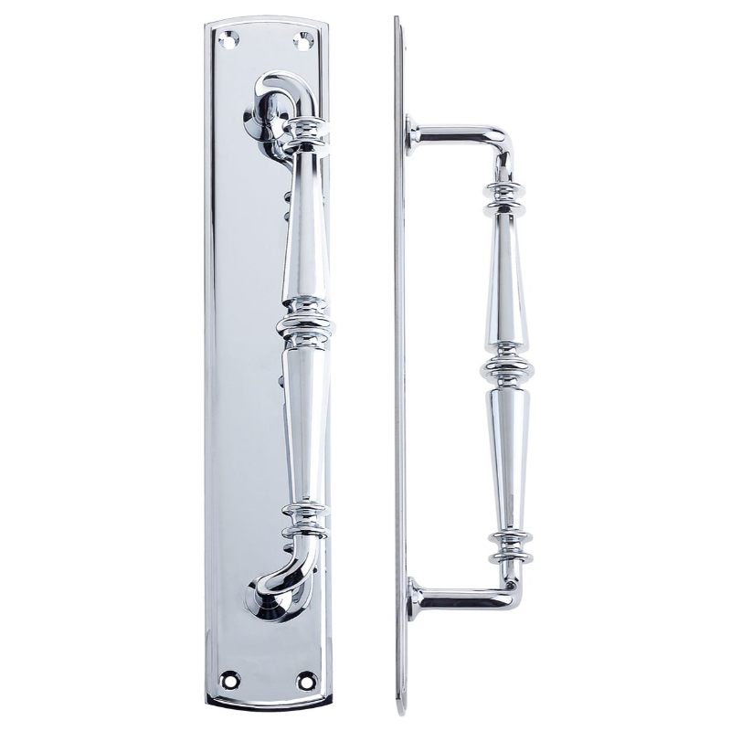 Pull Handle on Backplate-Polished Chrome