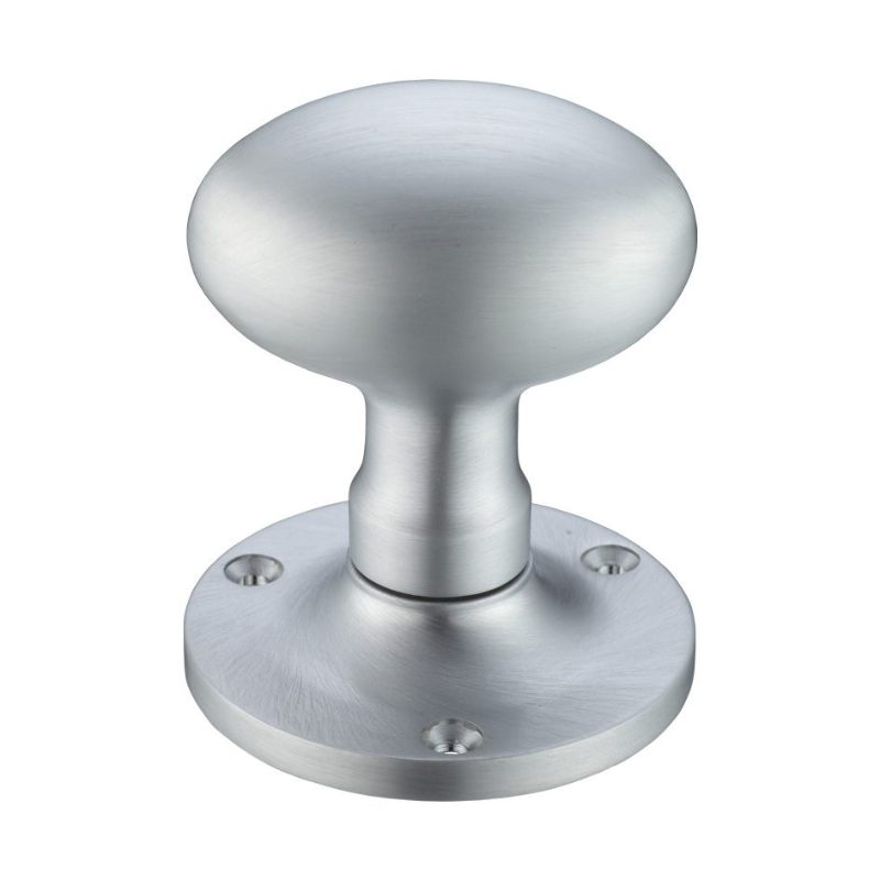 Oval Mortice Knob Furniture 62.5mm Rose dia.-Satin Chrome