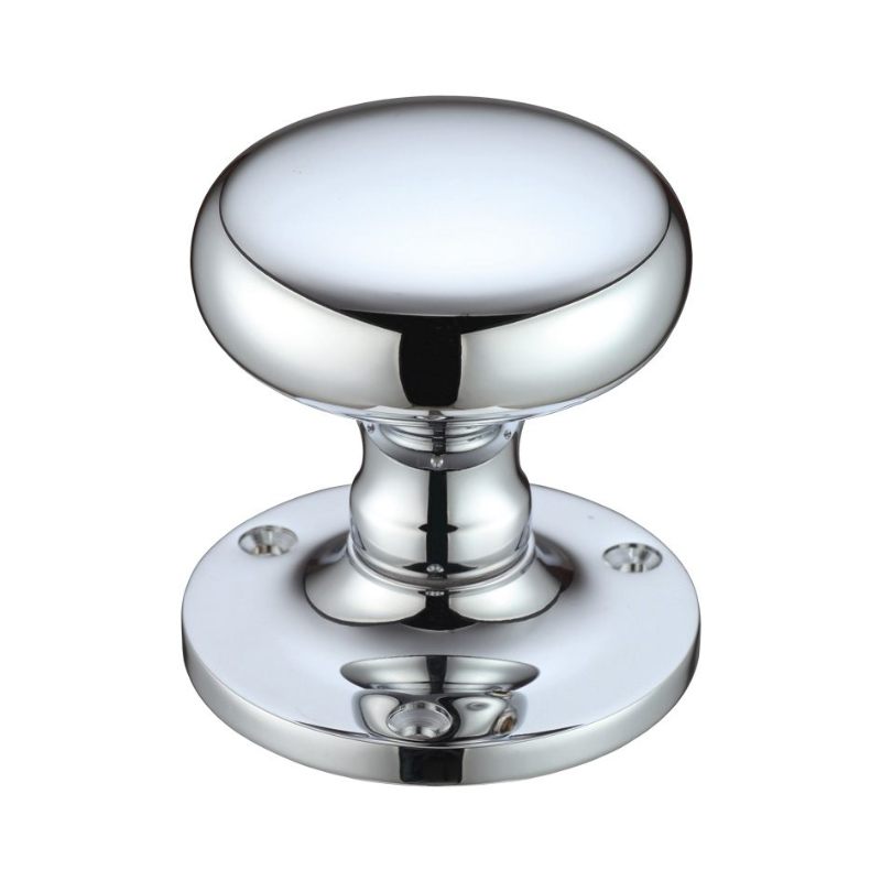 Mushroom Mortice Knob Furniture 62.5mm Rose dia.-Polished Chrome