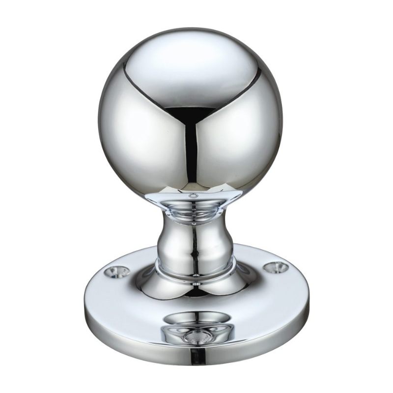 Ball Mortice Knob Furniture 62.5mm Rose dia.-Polished Chrome