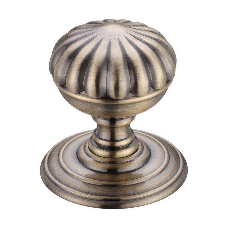 Flower Mortice Knob on Round Rose - Concealed Fix -Florentine Bronze