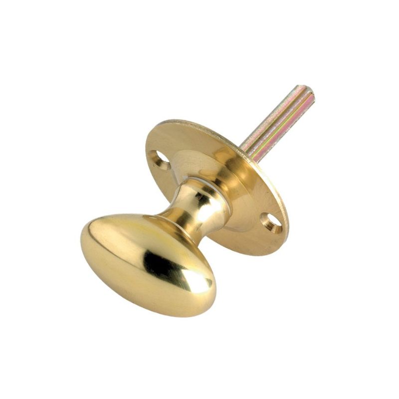 Oval Thumb Turn - Rack Bolt 38mm Rose dia.-Polished Brass