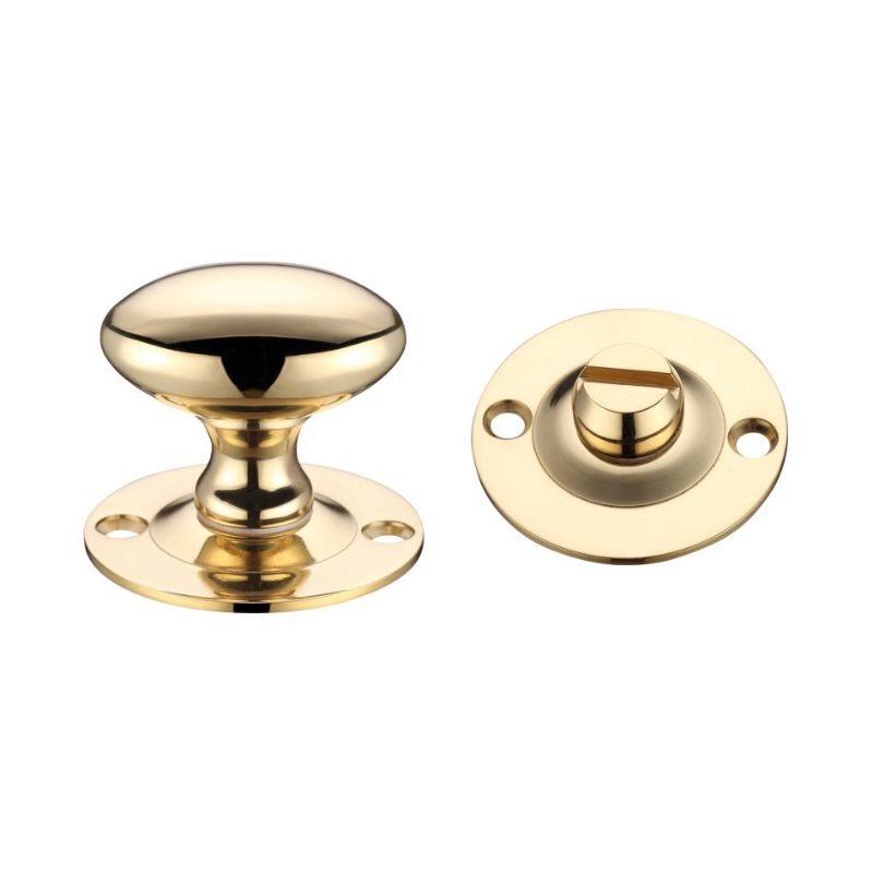 Oval Thumb Turn with Coin Release - 5mm spindle-Polished Brass