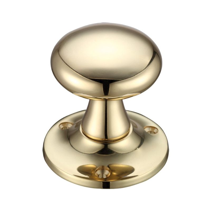Mushroom Mortice Knob Furniture 60mm Rose dia.-Polished Brass