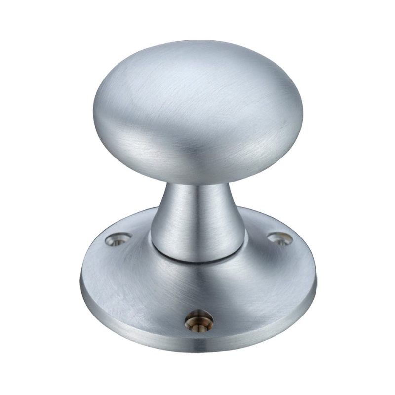 Mushroom Mortice Knob Furniture 60mm Rose dia.-Satin Chrome
