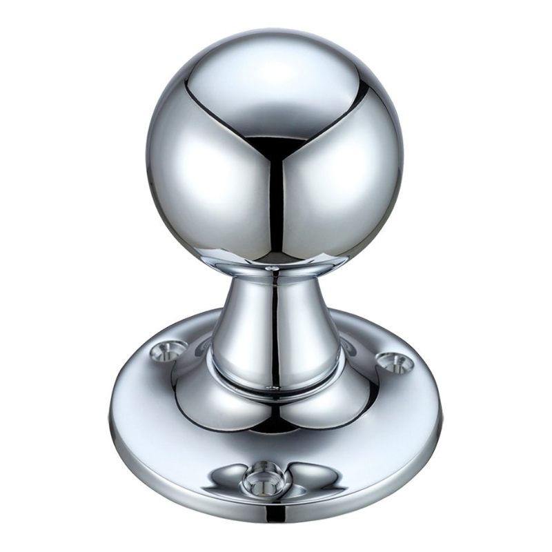 Ball Mortice Knob Furniture 60mm Rose dia.-Polished Chrome