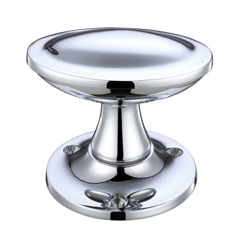 Oval Stepped Mortice Knob Furniture 60mm Rose Dia-Polished Chrome
