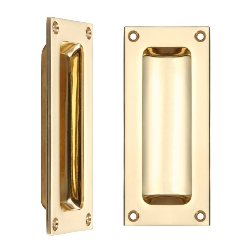 Flush Pull - 102 x 45mm 13mm Depth-Polished Brass