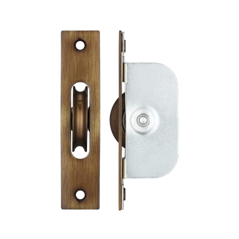 Brass Ball Bearing Pulleys - 1 3/4" Square Forend-Florentine Bronze