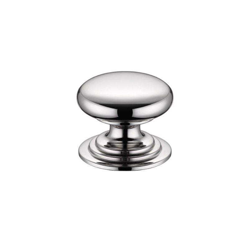 Victorian Cupboard Knob 32mm dia. - Lacquered-Polished Nickel