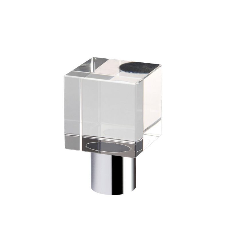 Cube Cupboard Knob - Plain 25mm dia.-Polished Chrome