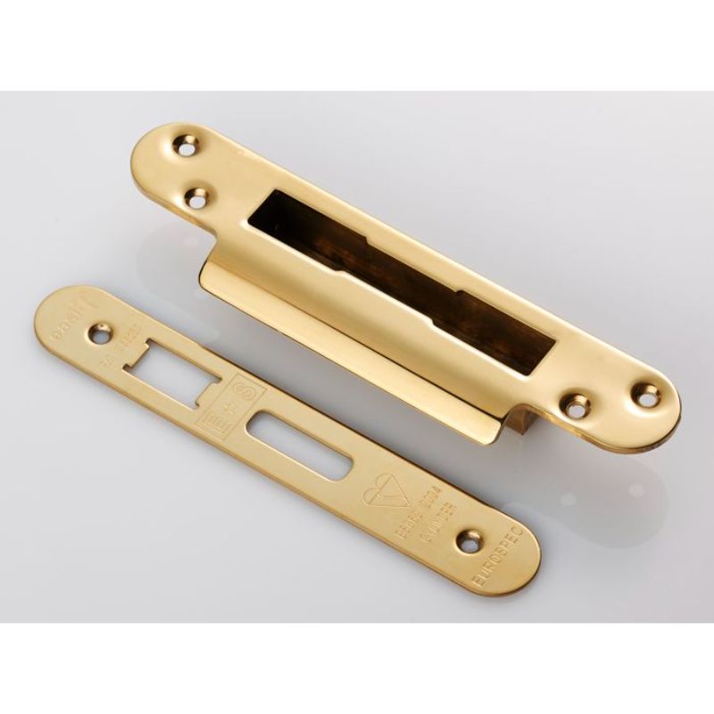 Carlisle Brass Forend Strike & Fixing Pack To Suit BS8621 Cylinder Sashlock-PVD-Radius Forend