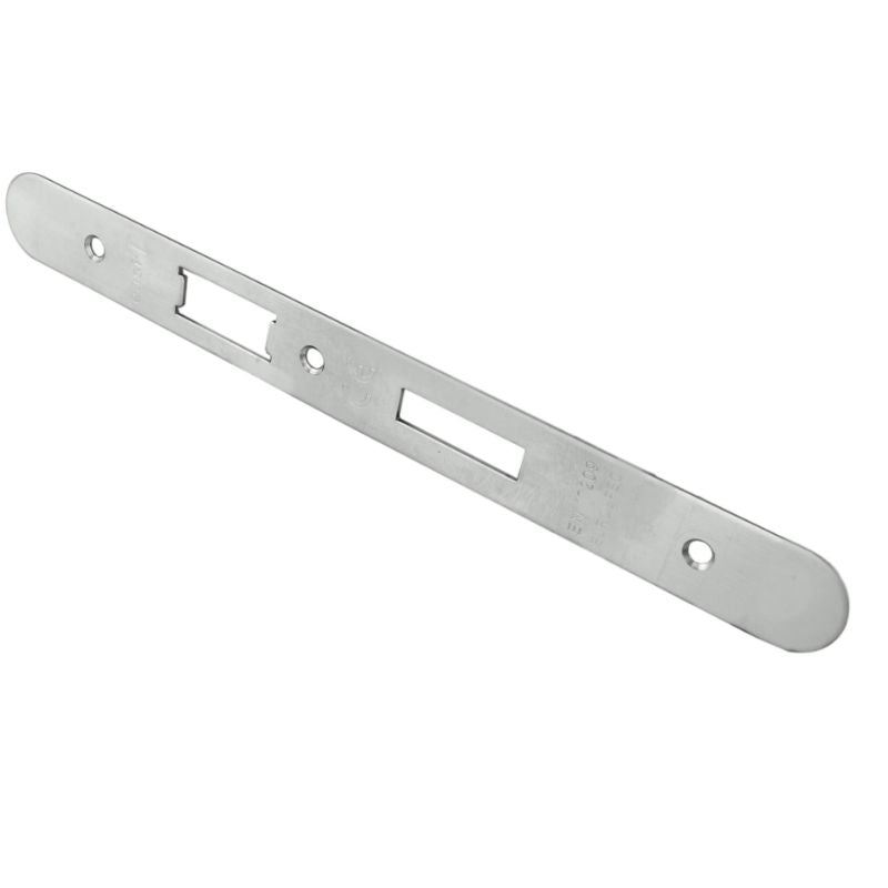 Carlisle Brass Forend Strike & Fixing Pack To Suit Din Euro Sash/Bathroom Lock-Satin Stainless Steel-Radius Forend