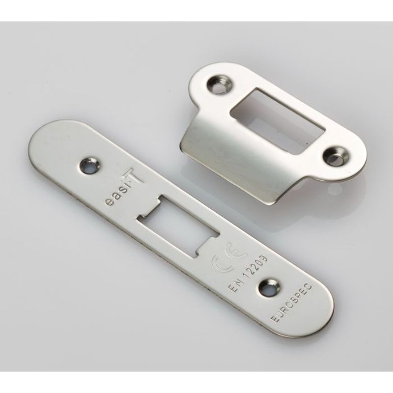 Carlisle Brass Forend Strike & Fixing Pack To Suit Flat Latch FLL5030-Bright Stainless Steel-Radius Forend