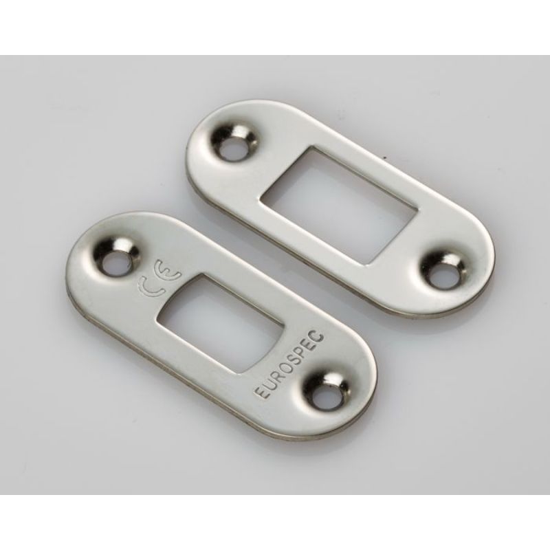 Carlisle Brass Forend Strike & Fixing Pack To Suit Heavy Duty Tubular Deadbolt-Bright Stainless Steel-Radius Forend