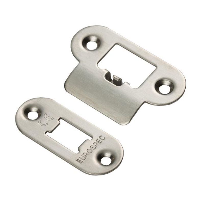 Carlisle Brass Forend Strike & Fixing Pack To Suit Heavy Duty Tubular Latch-Satin Stainless Steel-Radius Forend
