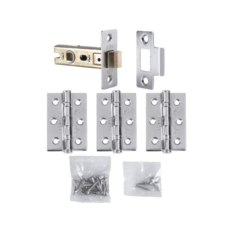 Carlisle Brass Hinge & Latch Pack-Polished Chrome