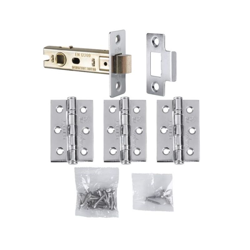 Carlisle Brass Hinge & Latch Pack-Polished Chrome