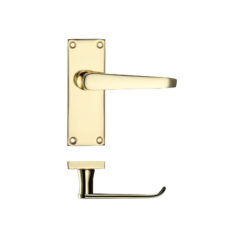 Project Victorian Flat Lever on Latch Backplate 114 x 40mm-Electro Brass