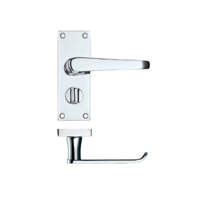 Project Victorian Flat Lever on Privacy Backplate 114 x 40mm-Polished Chrome