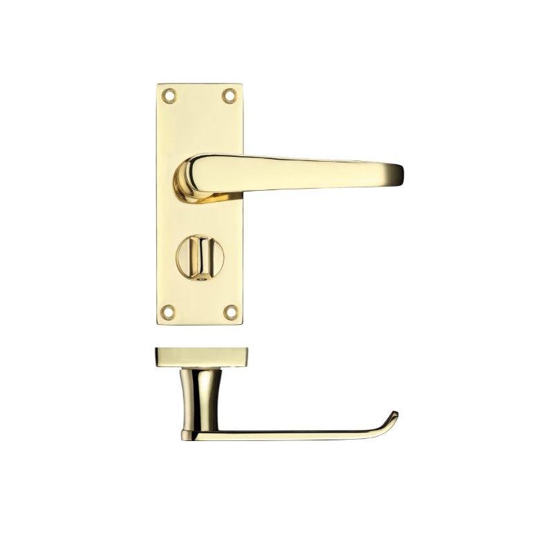Project Victorian Flat Lever on Privacy Backplate 114 x 40mm-Electro Brass