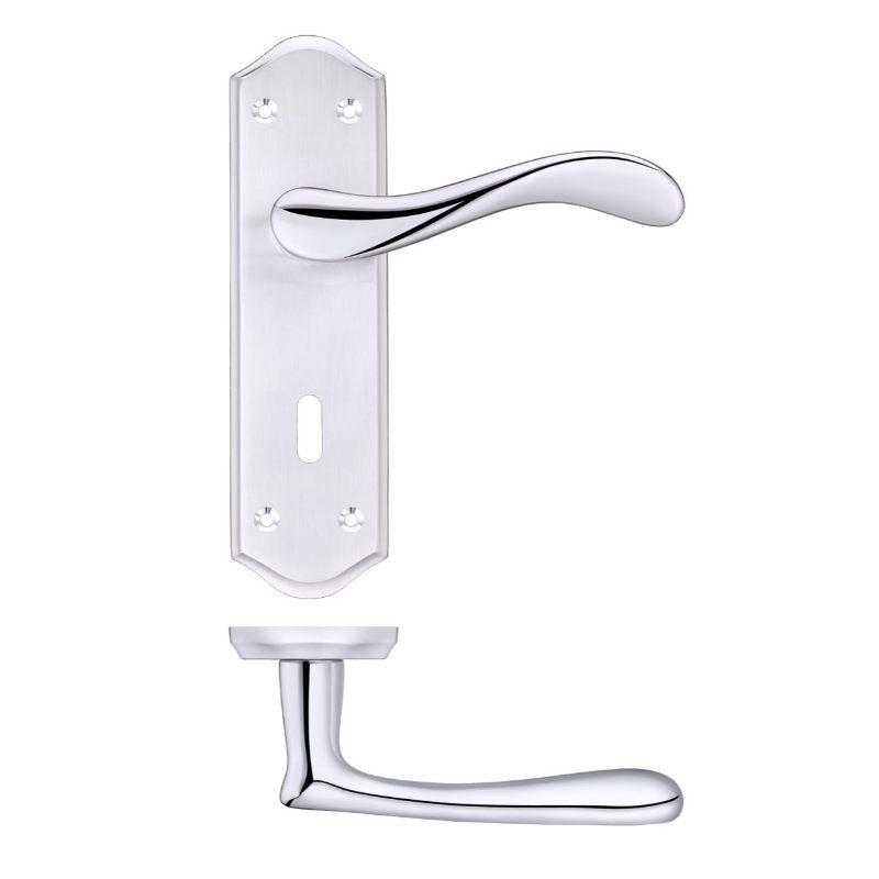 Project Asti Lever on Lock Backplate-Satin Chrome / Polished Chrome