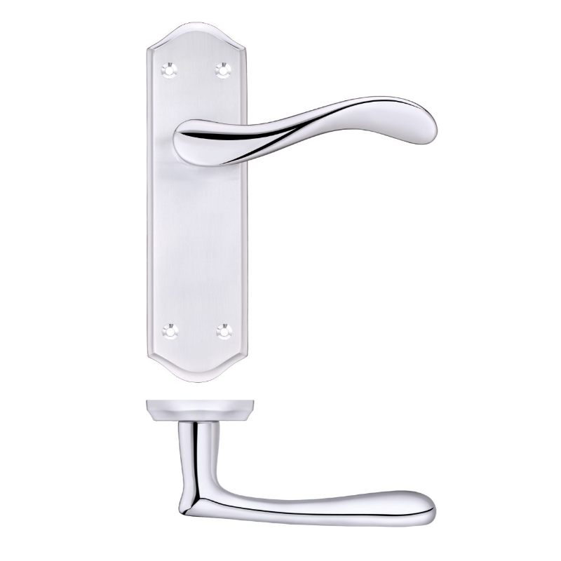 Project Asti Lever on Latch Backplate-Satin Chrome / Polished Chrome
