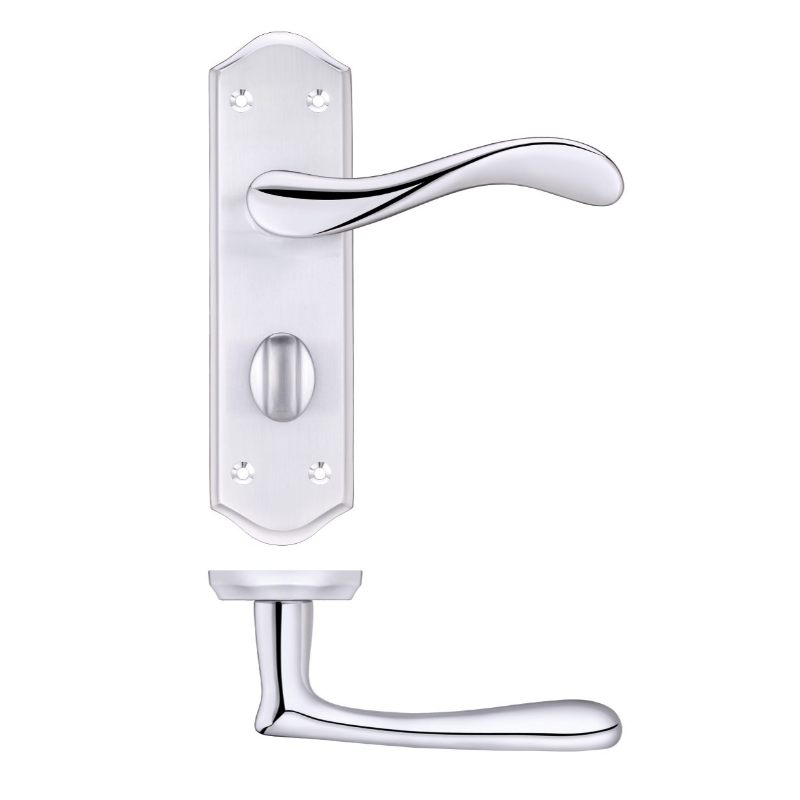 Project Asti Lever on Bathroom Backplate-Satin Chrome / Polished Chrome