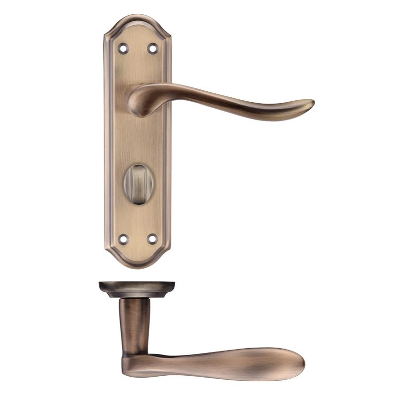 Project Lincoln Lever on Bathroom Backplate 180x48mm-Florentine Bronze