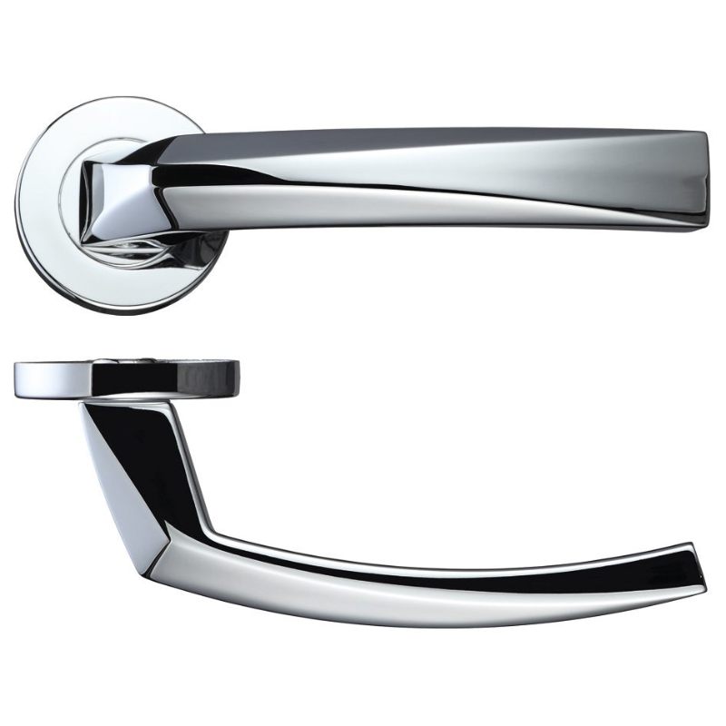 Hydra Lever on Round Rose - Polished Chrome-Polished Chrome
