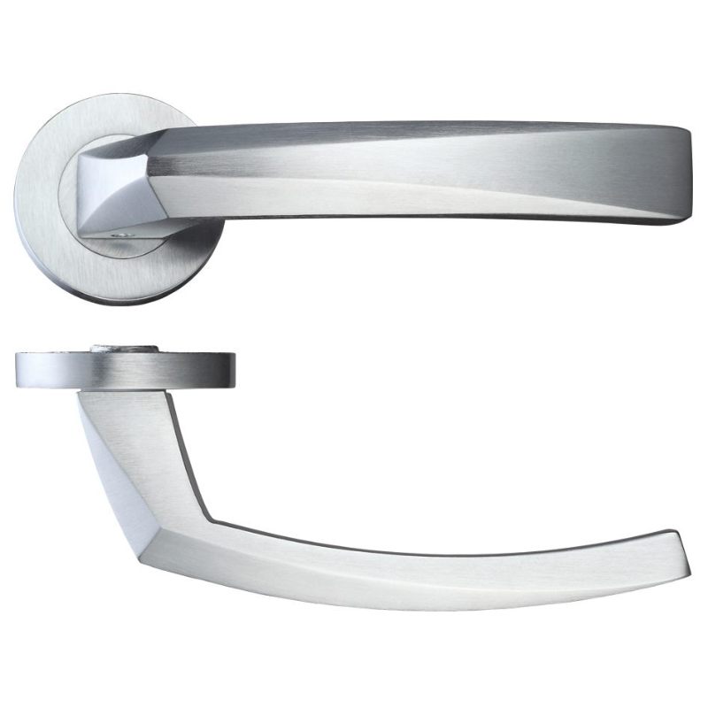 Hydra Lever on Round Rose - Satin Chrome-Satin Chrome
