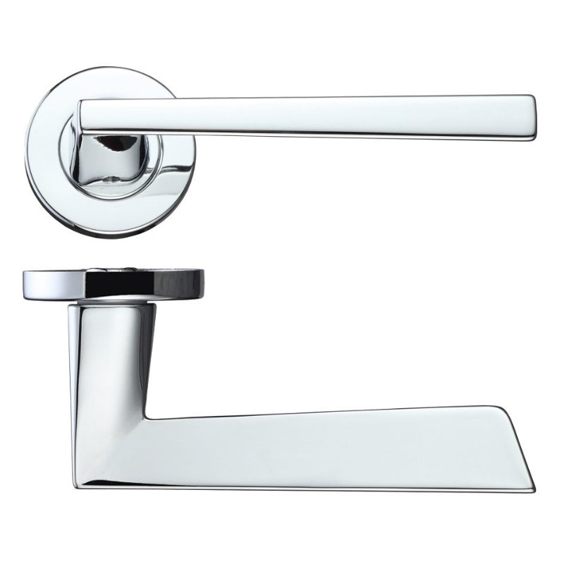 Lupus Lever on Round Rose - Polished Chrome-Polished Chrome
