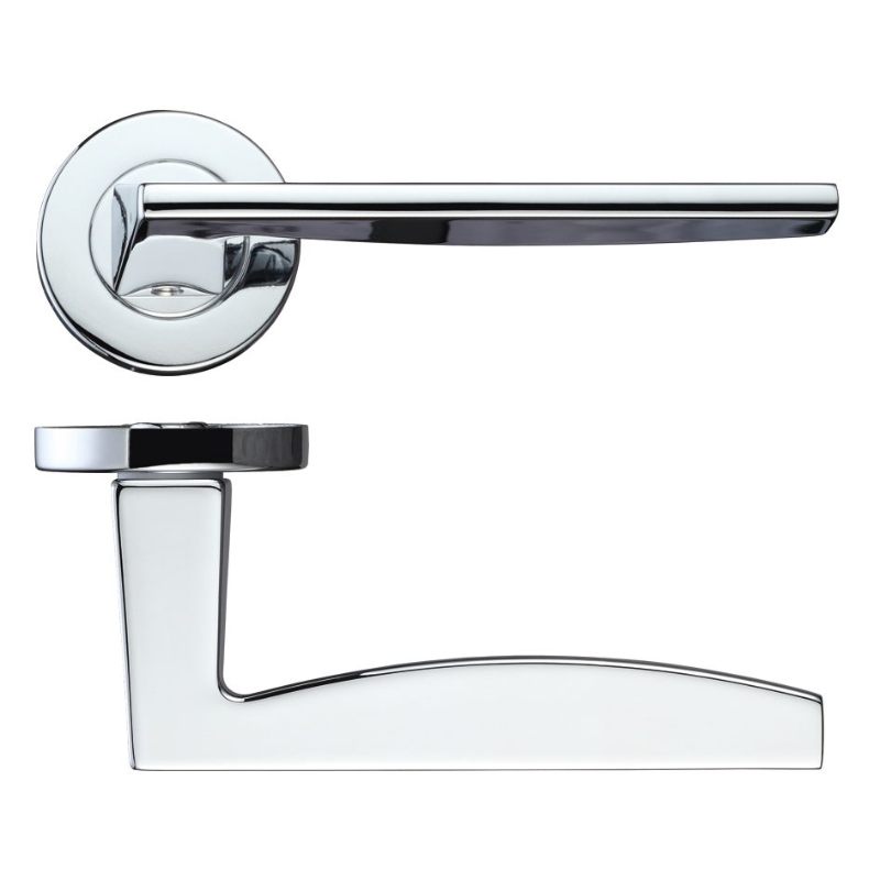 Pavo Lever on Round Rose - Polished Chrome-Polished Chrome