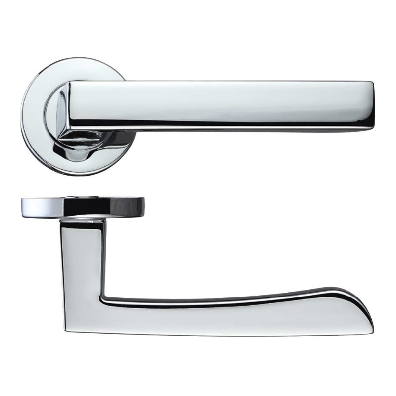 Mensa Lever on Round Rose - Polished Chrome-Polished Chrome