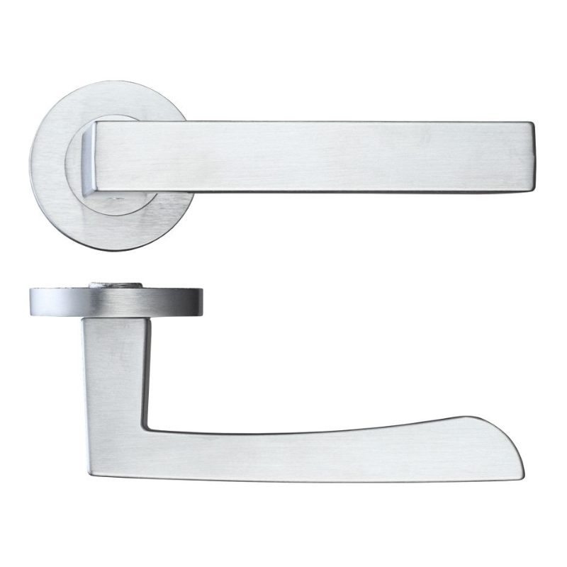 Mensa Lever on Round Rose - Satin Chrome-Satin Chrome