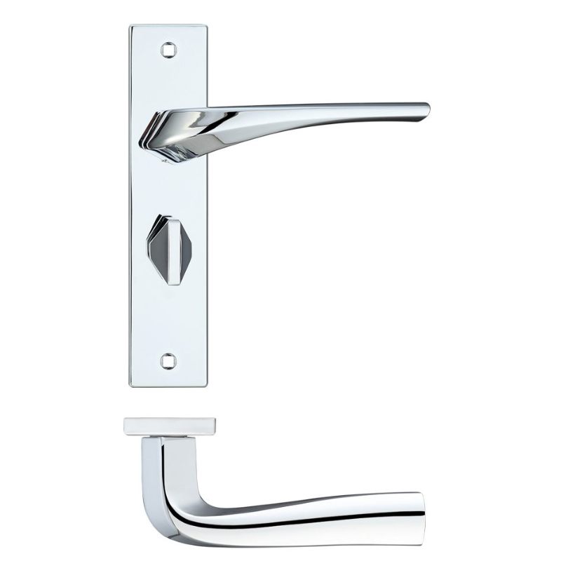 Aries Lever Bathroom (57mm c/c) On Backplate - 190x42mm - Polished Chrome-Polished Chrome